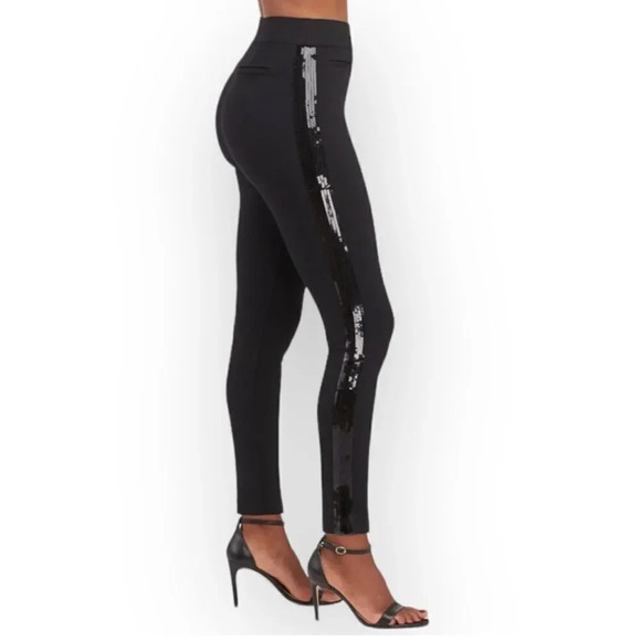 NEW Spanx Ponte Skinny Pants with Sequin Tuxedo Legs Skinny - Picture 1 of 10